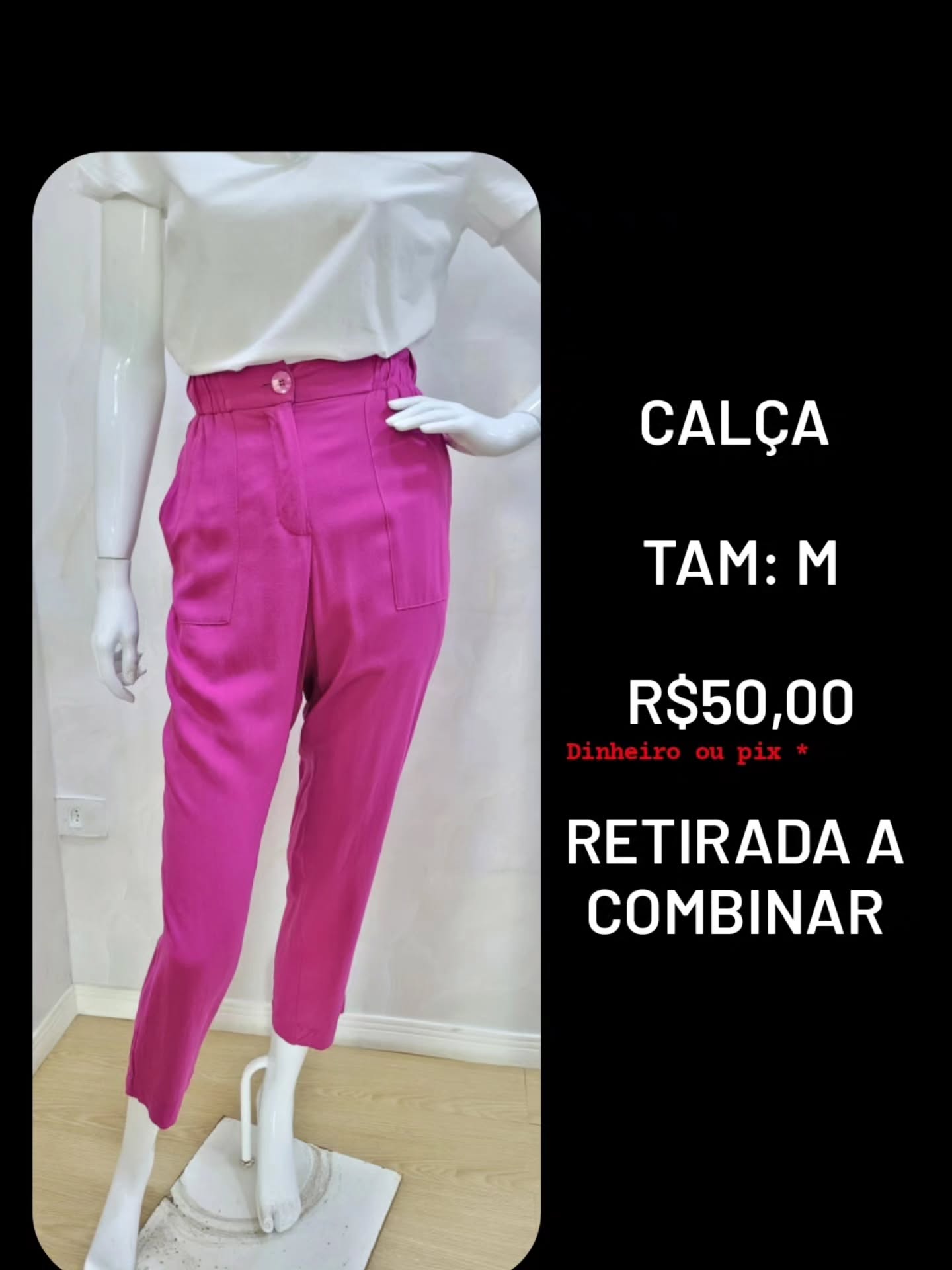 Foto da peça Calça rosa com bolsos