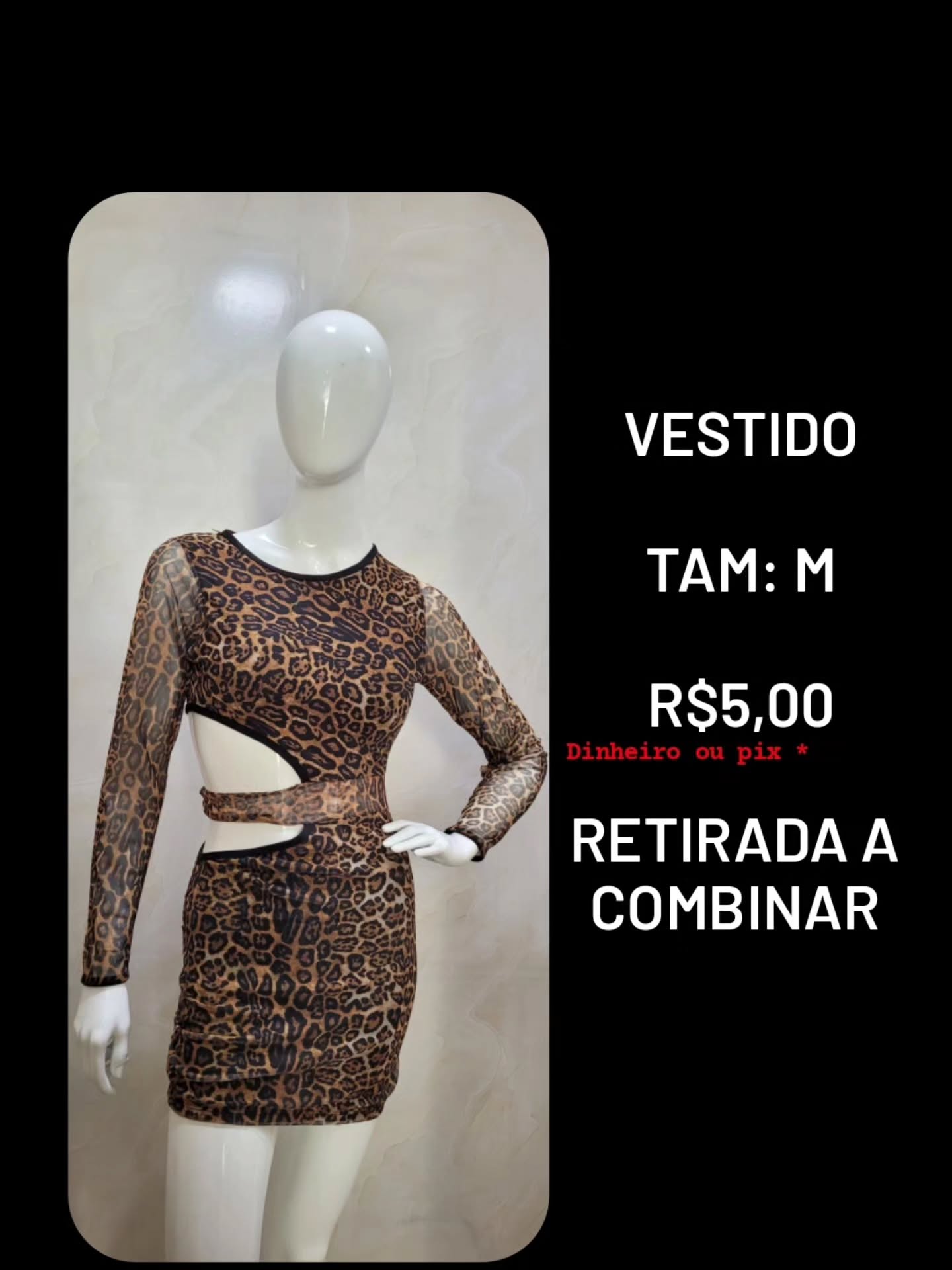 Foto da peça Vestido de onça com recortes