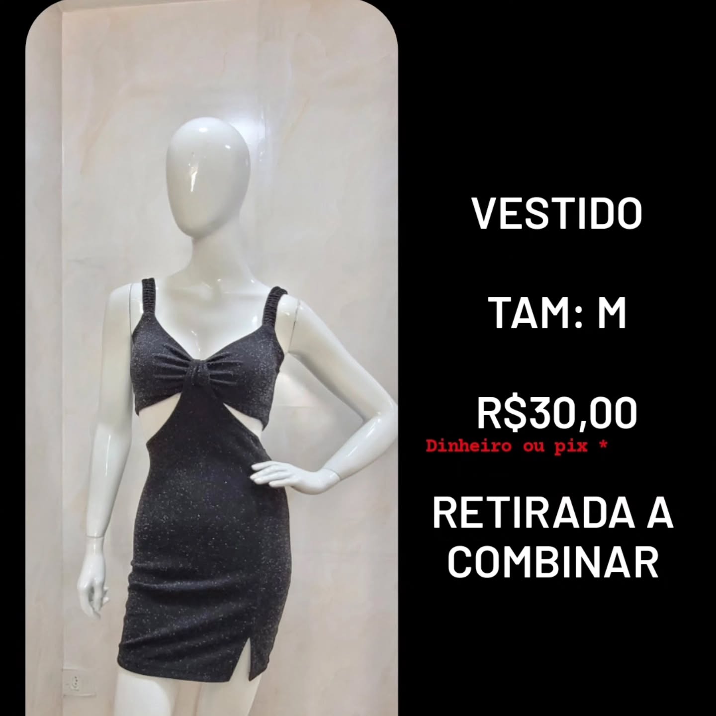 Foto da peça Vestido preto com brilho e recortes